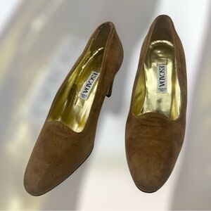 Escada Brown Suede Heels Classic Slip-On Design